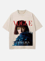 Lady Gaga Print Round Neck T-shirt