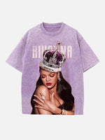 Rihanna Print Round Neck T-shirt