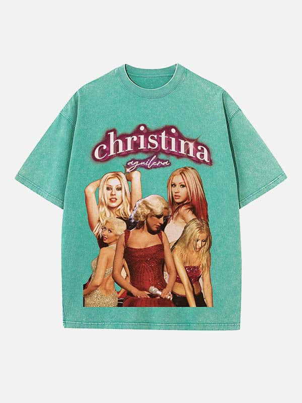 Christina Aguilera Print Round Neck T-shirt