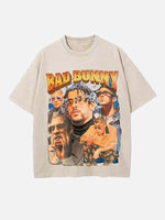 Bad Bunny Print Round Neck T-shirt