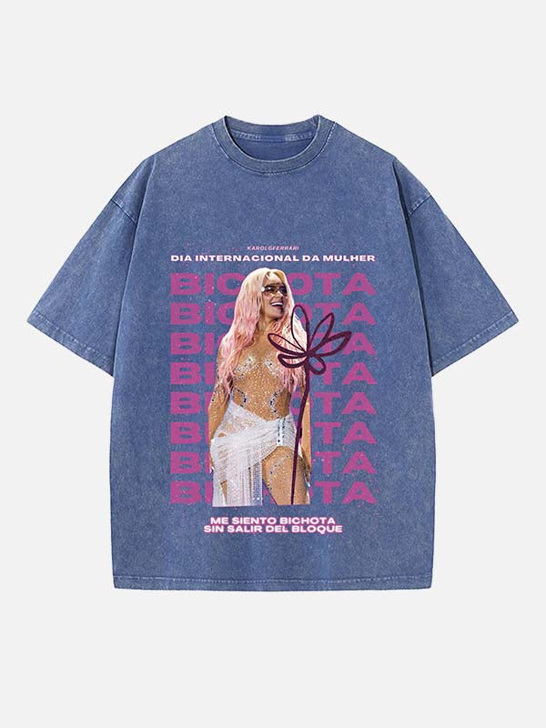 Karol G Print Round Neck T-shirt