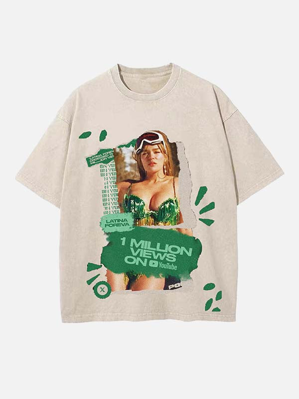 Karol G Print Round Neck T-shirt