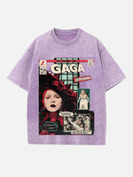 Lady Gaga Print Round Neck T-shirt