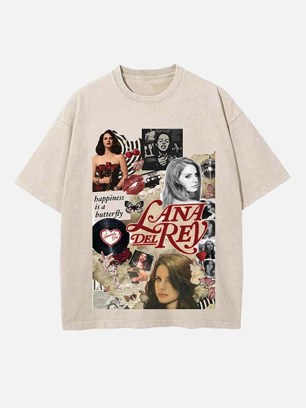 Lana Del Rey Print Round Neck T-shirt