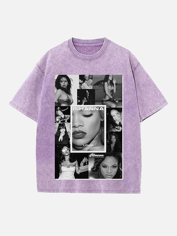Rihanna Print Round Neck T-shirt