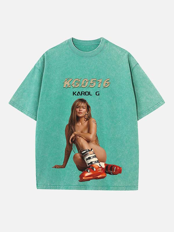 Karol G Print Round Neck T-shirt