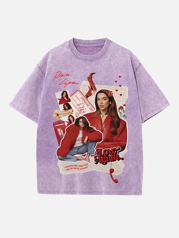 Dua Lipa Print Round Neck T-shirt