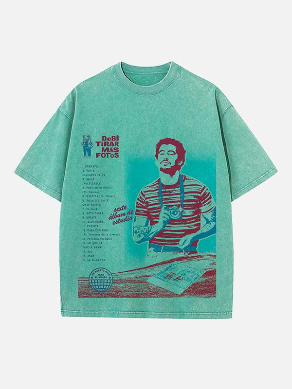 Bad Bunny Print Round Neck T-shirt