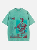 Bad Bunny Print Round Neck T-shirt