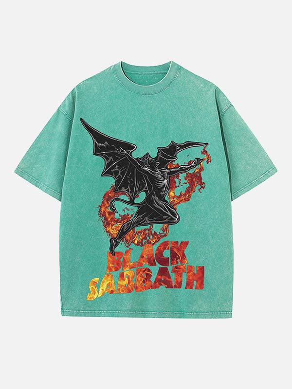 Black Sabbath Print Round Neck T-shirt
