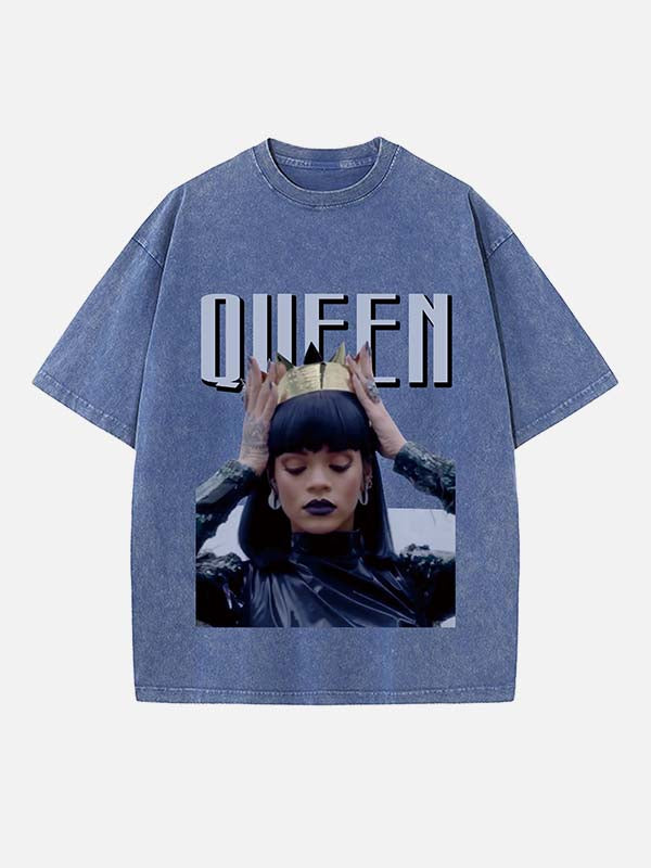 Rihanna Print Round Neck T-shirt