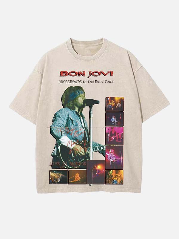 Bon Jovi Print Round Neck T-shirt