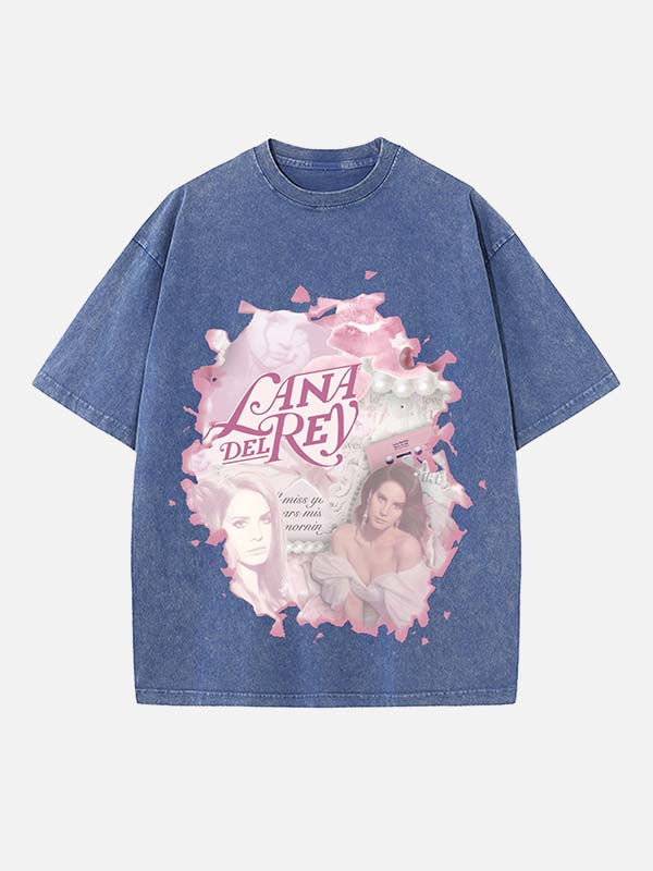 Lana Del Rey Print Round Neck T-shirt