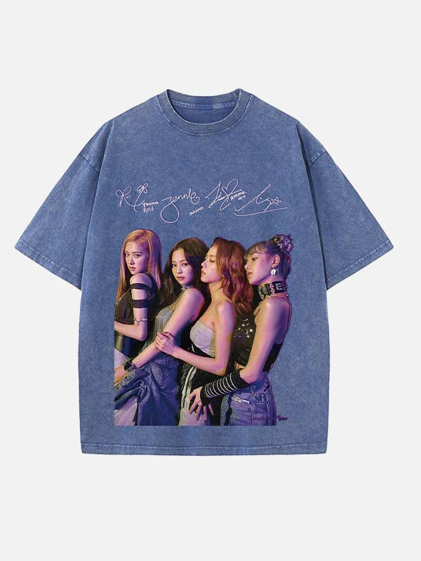 BLACKPINK Print Round Neck T-shirt