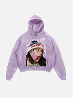 Billie Eilish Print Slant Pockets Hoodie