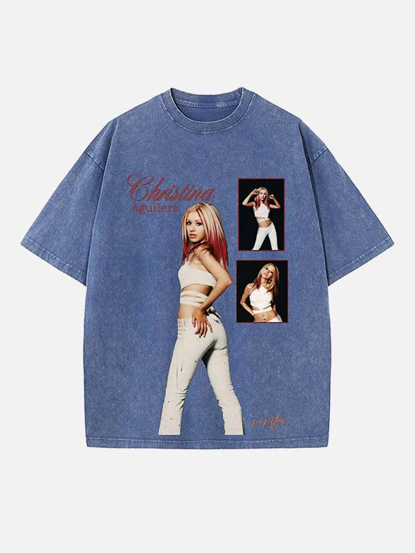 Christina Aguilera Print Round Neck T-shirt