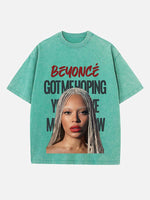 Beyoncé Print Round Neck T-shirt