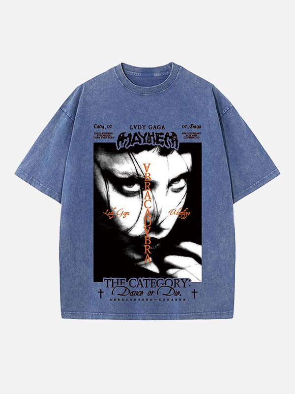 Lady Gaga Print Round Neck T-shirt