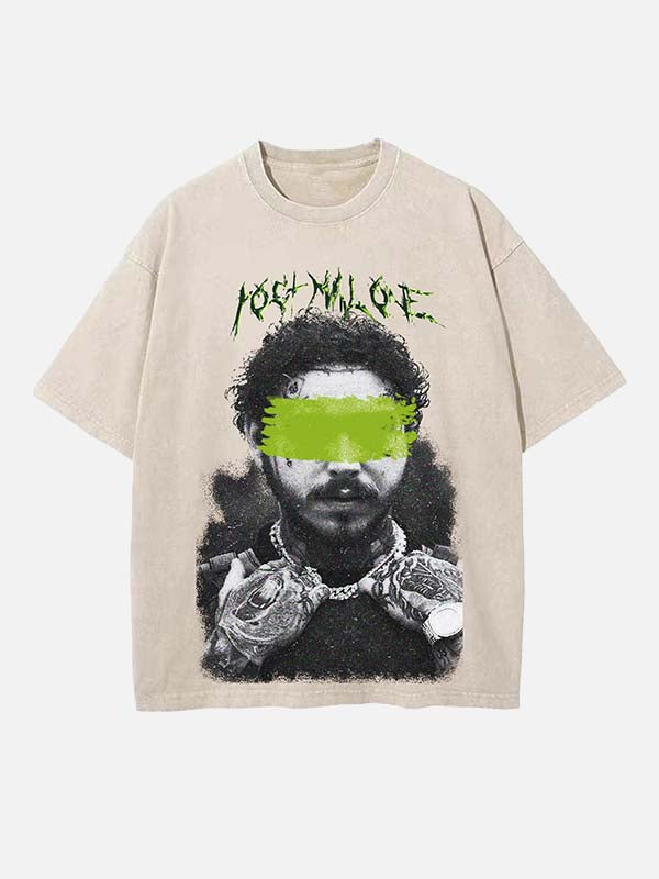 Post Malone Print Round Neck T-shirt