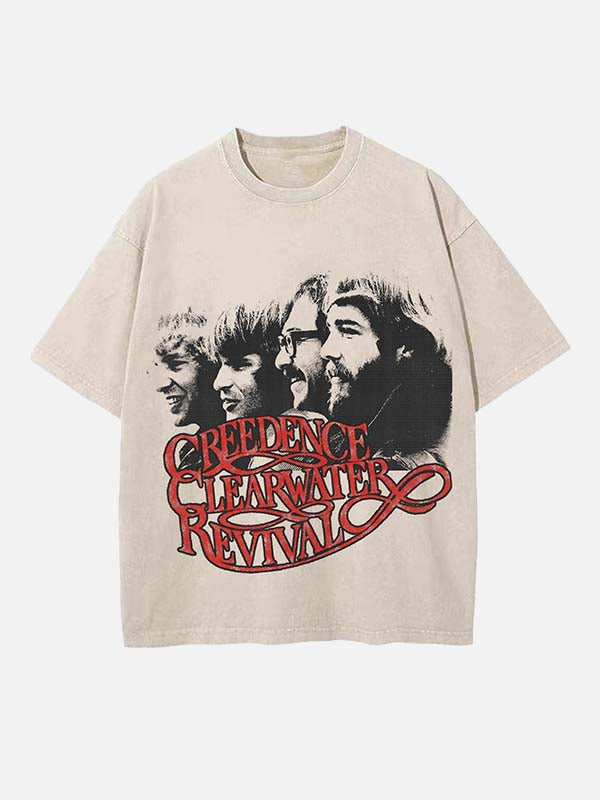 Creedence Clearwater Revival Print Round Neck T-shirt