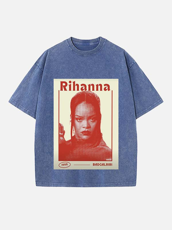 Rihanna Print Round Neck T-shirt