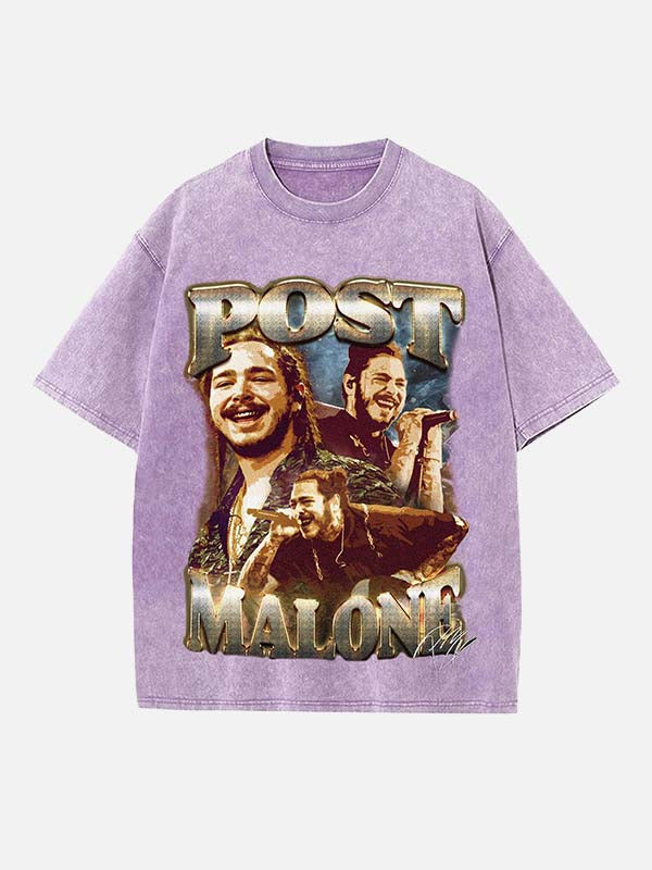 Post Malone Print Round Neck T-shirt