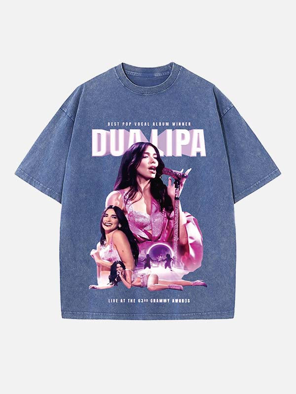 Dua Lipa Print Round Neck T-shirt