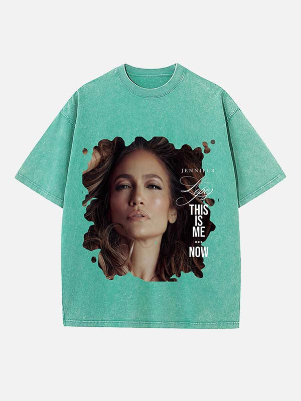 Jennifer Lopez Print Round Neck T-shirt