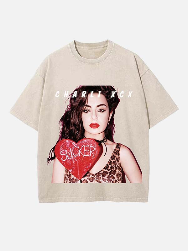 Charli xcx Print Round Neck T-shirt