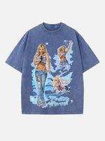 Britney Spears Print Round Neck T-shirt