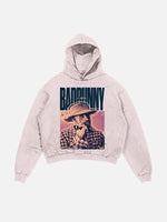 Bad Bunny Print Slant Pockets Hoodie
