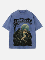 Lady Gaga Print Round Neck T-shirt