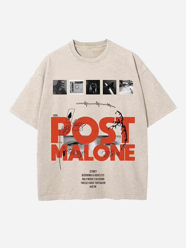 Post Malone Print Round Neck T-shirt
