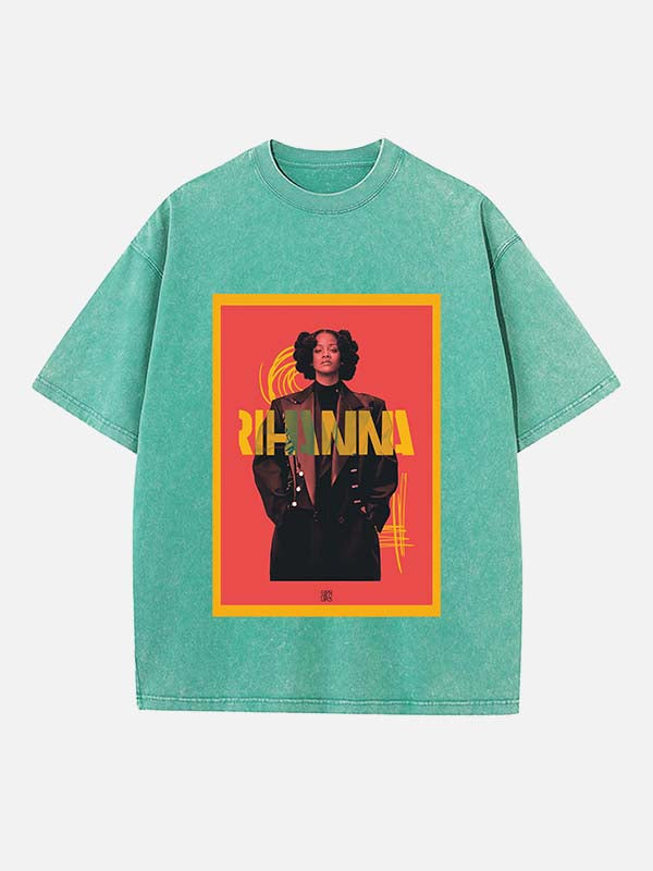 Rihanna Print Round Neck T-shirt