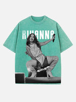 Rihanna Print Round Neck T-shirt