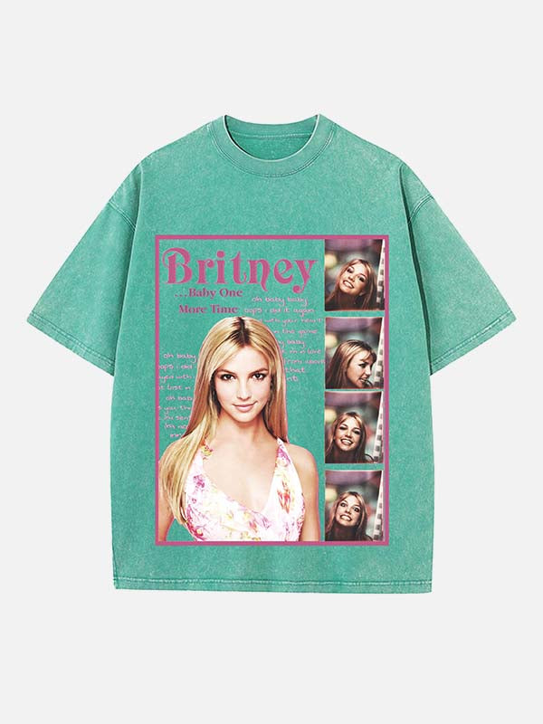 Britney Spears Print Round Neck T-shirt