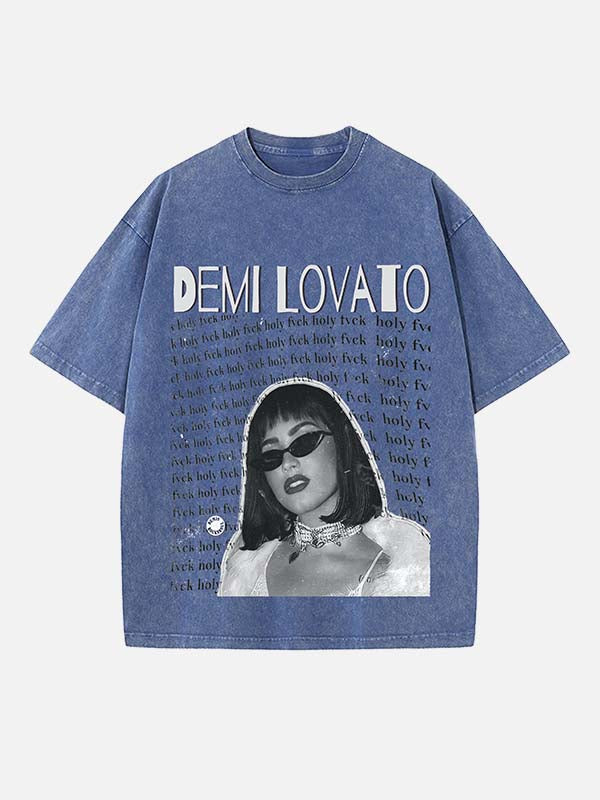 Demi Lovato Print Round Neck T-shirt