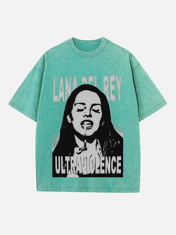 Lana Del Rey Print Round Neck T-shirt