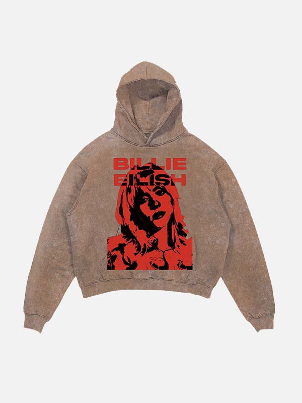 Billie Eilish Print Slant Pockets Hoodie