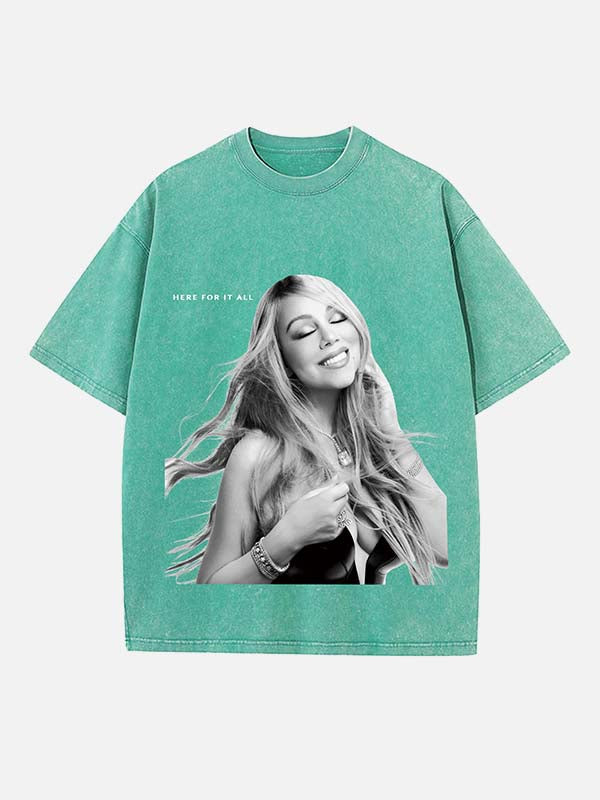 Mariah Carey Print Round Neck T-shirt