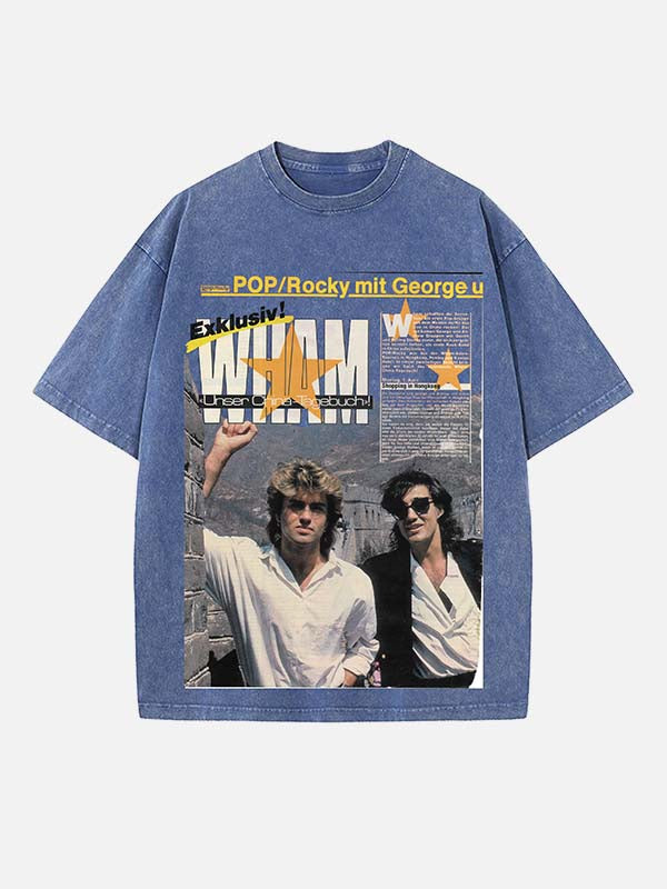George Michael Wham! Print Round Neck T-shirt