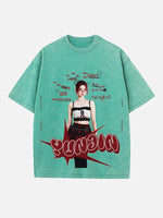 LE SSERAFIM Huh Yunjin Print Round Neck T-shirt