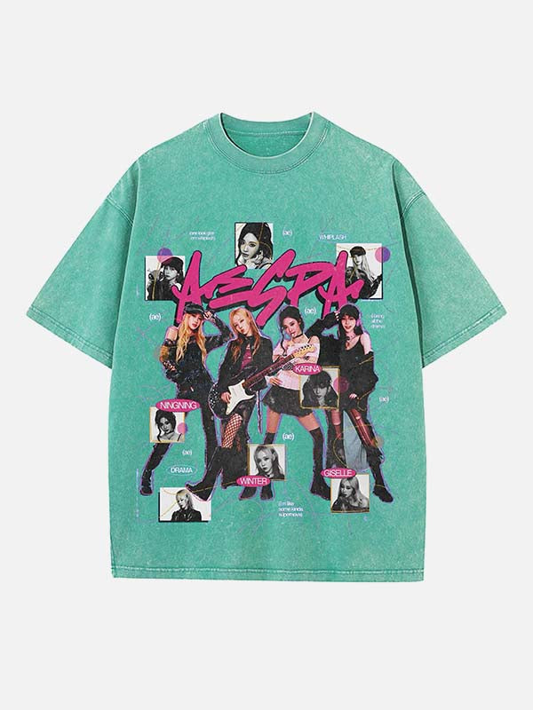 Aespa Print Round Neck T-shirt