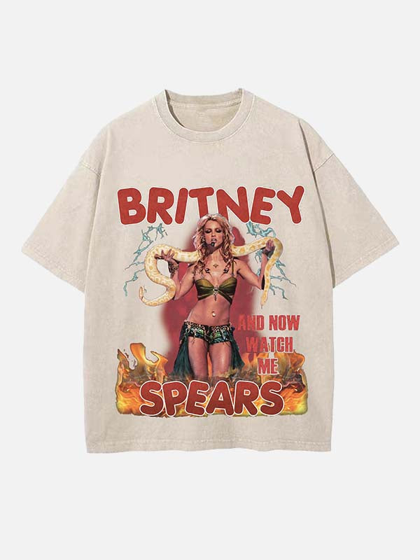 Britney Spears Print Round Neck T-shirt