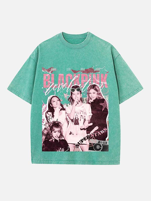 BLACKPINK Print Round Neck T-shirt