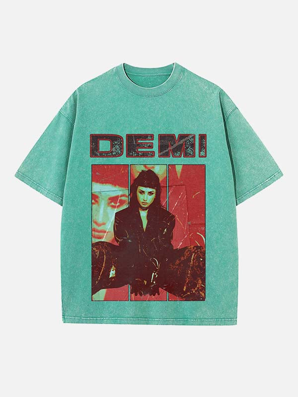 Demi Lovato Print Round Neck T-shirt