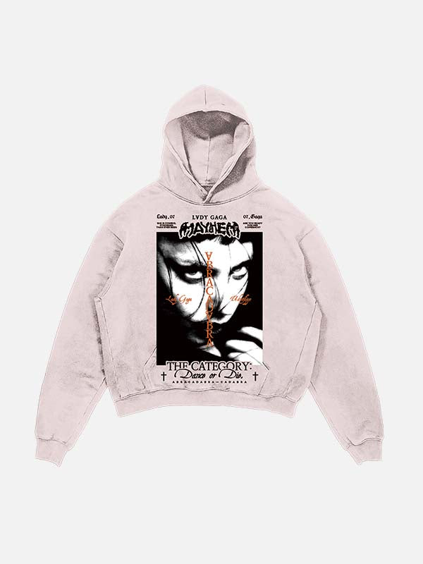 Lady Gaga Print Slant Pockets Hoodie