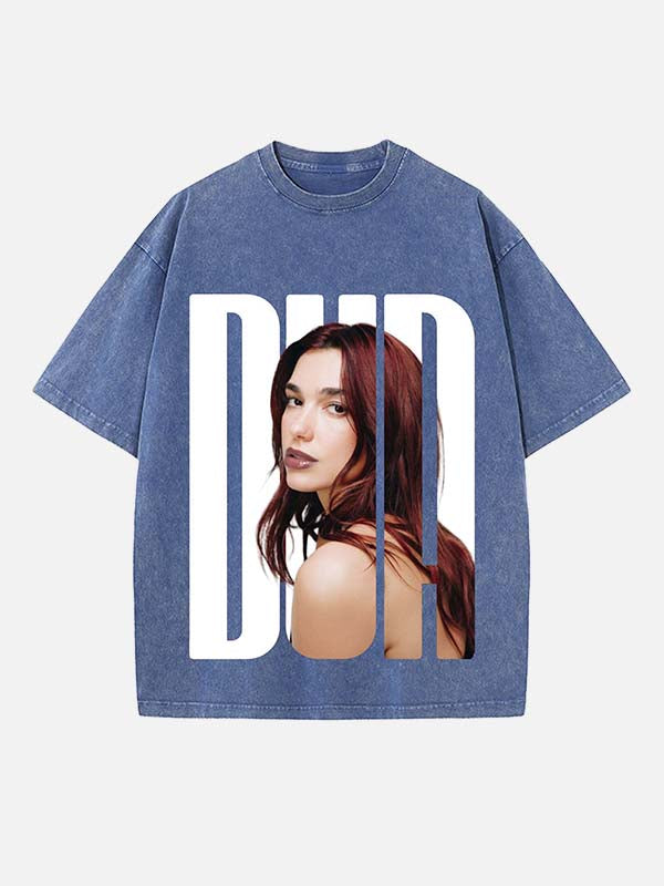 Dua Lipa Print Round Neck T-shirt
