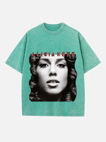 Alicia Keys Print Round Neck T-shirt