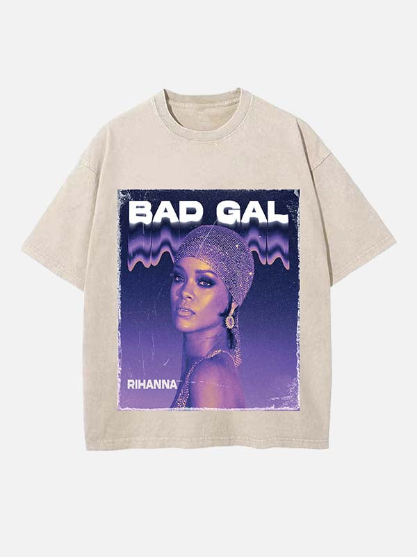 Rihanna Print Round Neck T-shirt